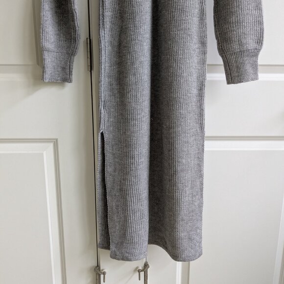 NWT Shein Frenchy Sweater Dress L Gray Chunky Knit Deep V Neck Side Slits Comfy - Picture 8 of 10